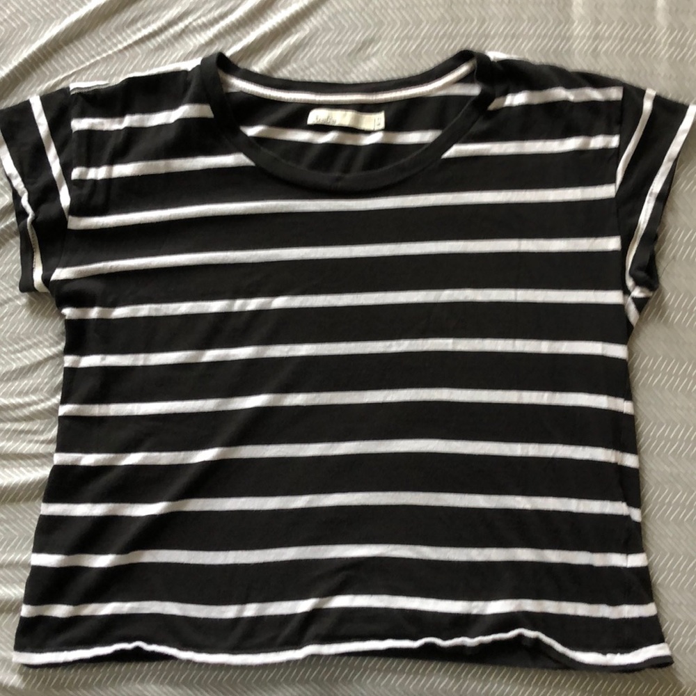 Madewell Ki-Line Striped Cropped Cotton Tee